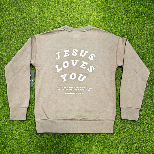 Jesus Loves You Youth Crewneck - Tan
