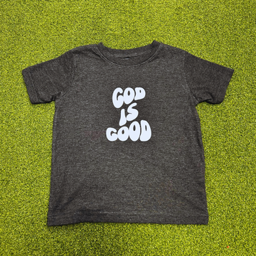 God Is Good Puff Toddler Shirt - Smoke Grey