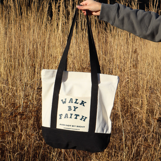 Walk By Faith Canvas Tote Bag